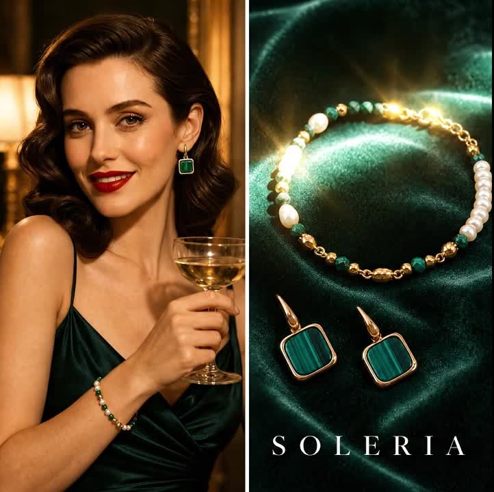 [s12] Malachite Gold Necklace